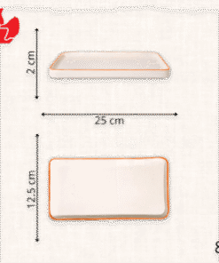 Đĩa chữ nhật có chân Men Cây Cau